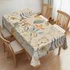 Charming Vintage Floral Leaves Tablecloth Colorful Flower Botanical Washable Fabric Table Cover for Kitchen Dining Party