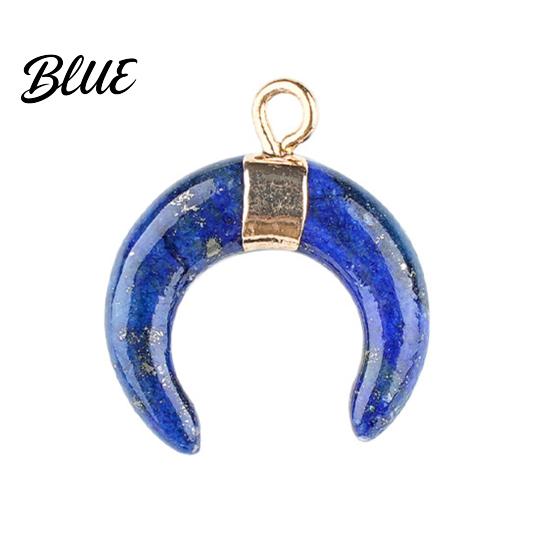 DIY Pendant Charm Gold-Plated Edging Crescent Horn Design Natural Imitation