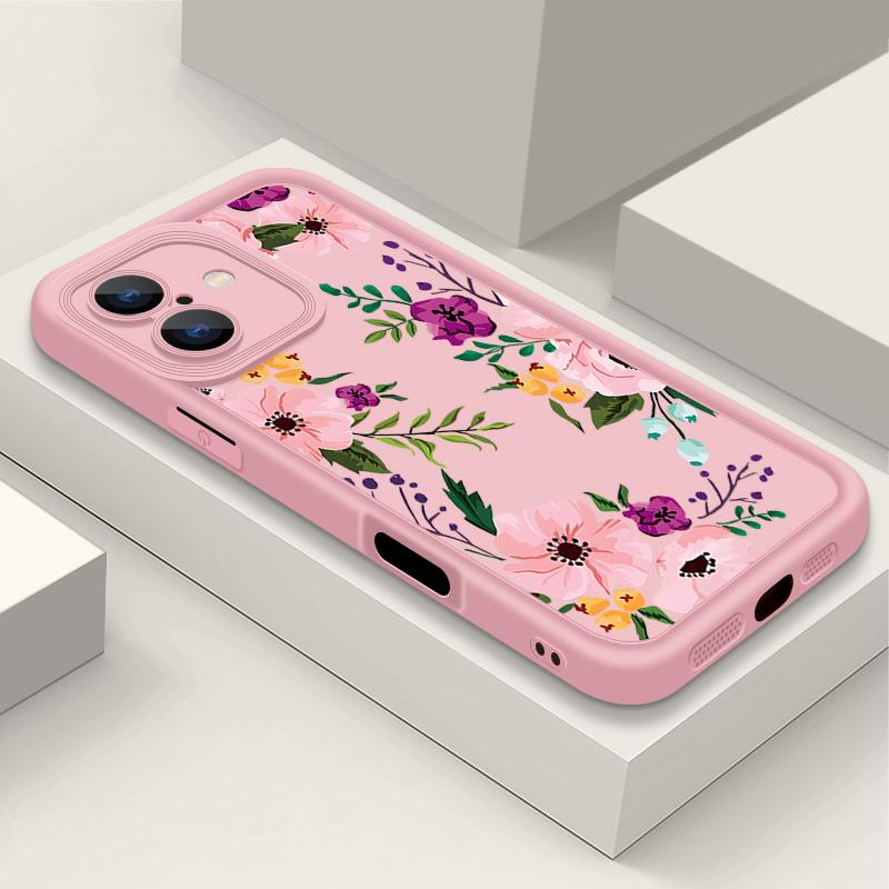 Luxury Floral Print TPU Matte Case For iPhone 16 Pro Max 15 Pro 14 13 12 11 XS XR 8 7 Soft Silicone Shockproof Phone Cover