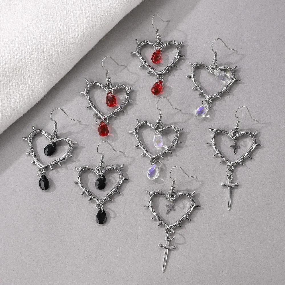 Trend Cross Black Heart Shaped Pendant Earrings Set  Luxury Quality Jewelry Birthday Gift