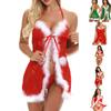 Luxurious Women Sexy Lingerie Red Babydoll Nightwear Santa Christmas Sleepwear G-string Set