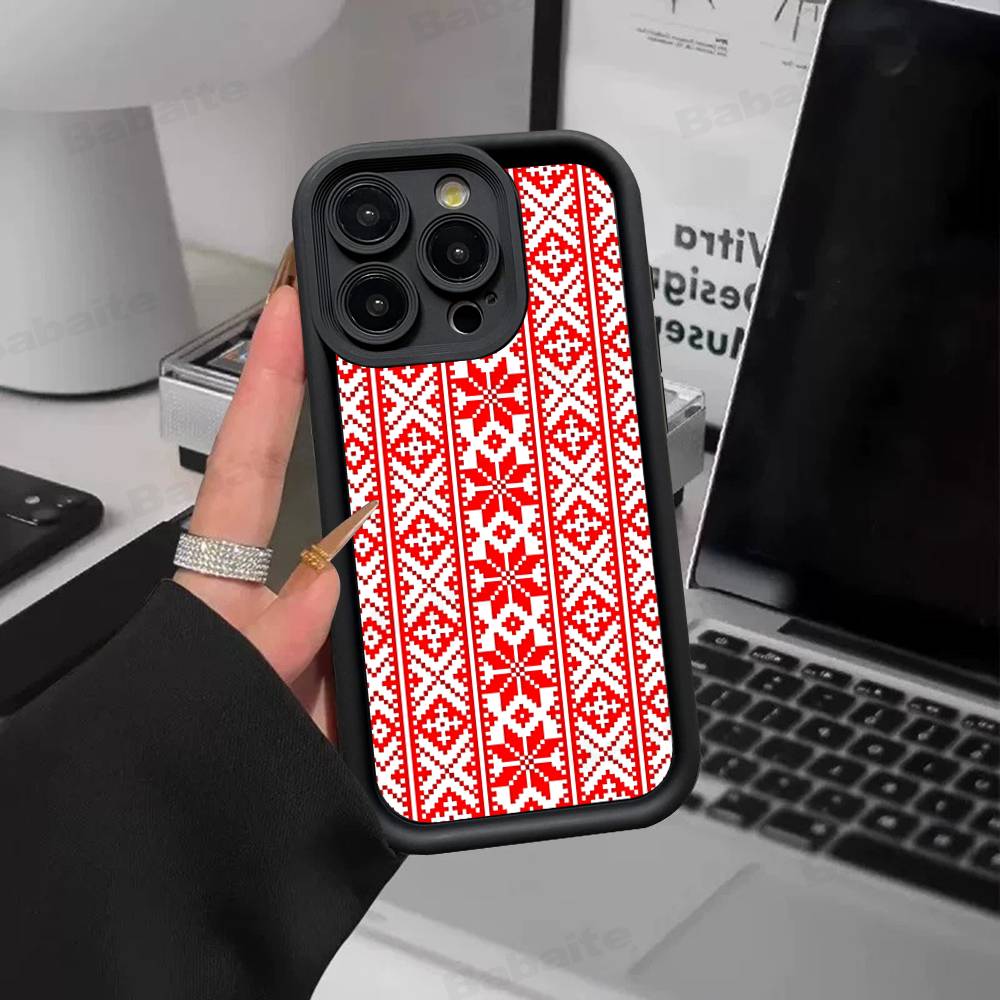 G-Ukraine Ornament Pattern For IPhone 17 Pro Max 16 15 14 13 12 11 Plus Black Soft Phone Cover