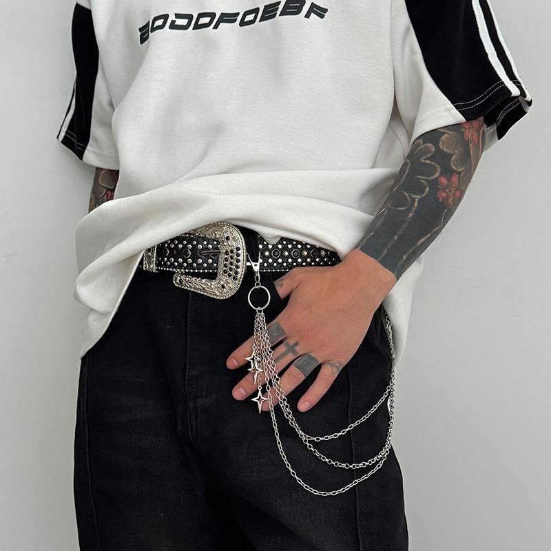 Retro Punk Rock Cross Pants Waist Chain Men Women Jeans Chain Cross Pendant Keychain Jeans Unisex Hip-Hop Jewelry Gift