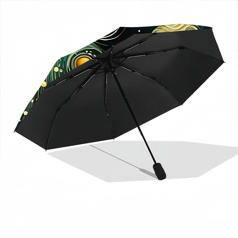 1pc Christmas Trees Cartoon Automatic Folding Umbrella, Lightweight Retractable Compact Travel Umbrella, 8-Rib Sturdy Frame009