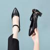 Pointed high heels women's spring new one-word with flowers shallow mouth fashion shoes simple temperament women's work shoes