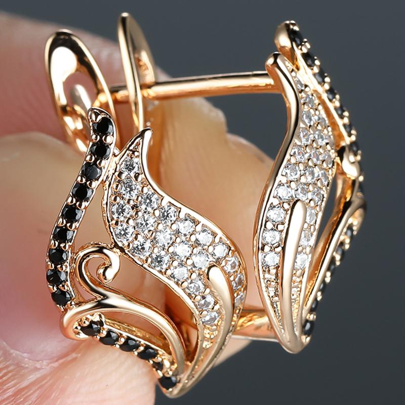 

Элегантные серьги-капли с изогнутыми полыми листьями из циркона для женщин, золотые, для свадебной вечеринки, ювелирные изделия, подарки розового золота