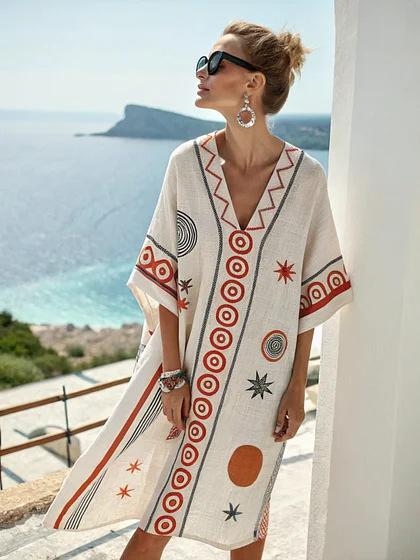 26Y2 Vacation Bikini Blouse Sunscreen Printed Beach Skirt European and American New Models