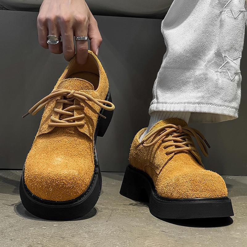 Derby Shoes Men's Shoes Big Head Leather Shoes Summer Breathable Versatile Single Shoes Loafers Trendy Laces 9522-H