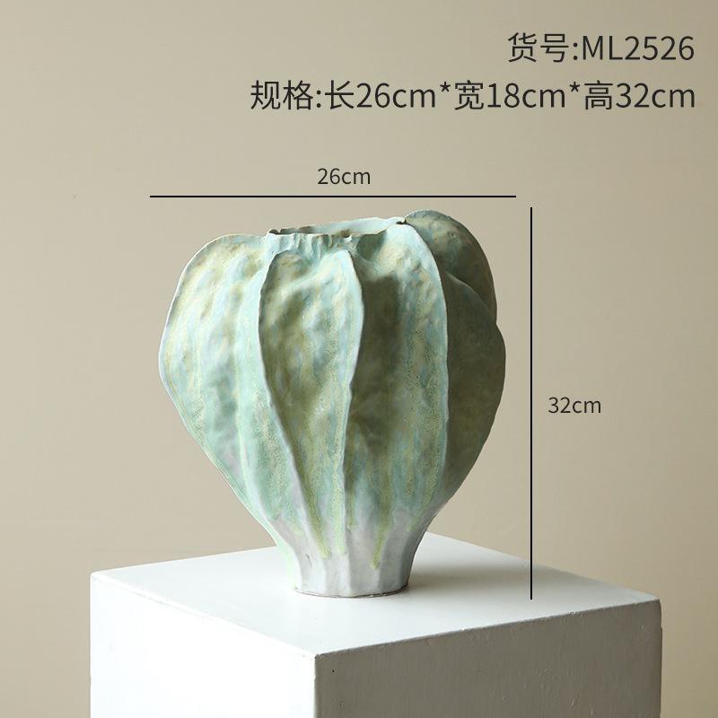 Ceramic Vase Abstract Geometric Ornaments Irregular Folds Flower Vase Flower Arrangement Accessories Handicrafts Home Decoration