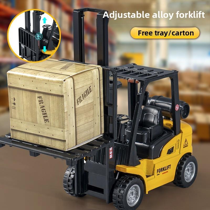 Plastic Inert Construction Forklift Toy For Kids With Push And Pull Functionality