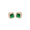 S925 Silver Retro Emerald Diamond Square Earrings - Women's Luxury Green Fashion Jewelry