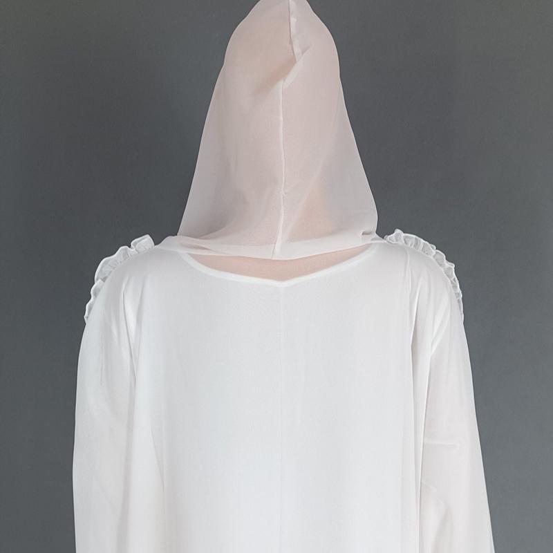 Women's Muslim Robe Hooded Shawl Lengthened Cloak Dress Turkish Chiffon Cardigan Robe