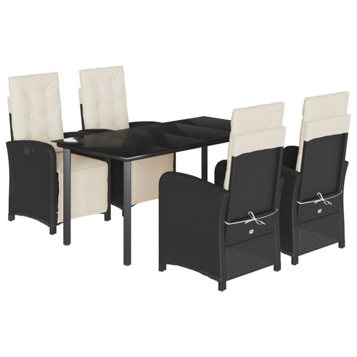 VidaXL Ensemble à Manger de Jardin avec Coussins 5 pcs, Table et Chaises de Patio, Meubles d'Extérieur Terrasse, Moderne, 3212524