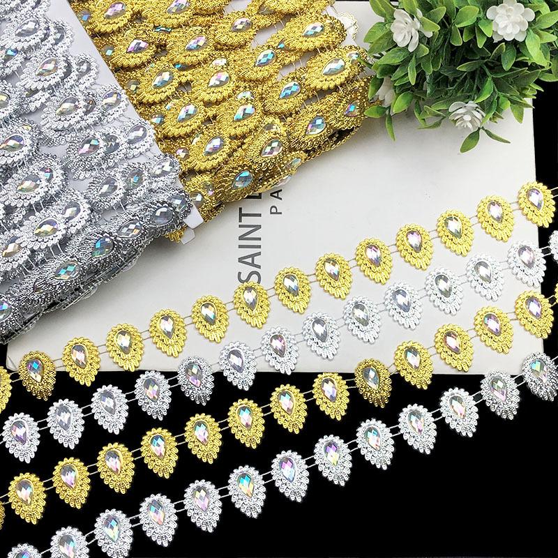 4.5M 2.6cm Width Rhinestone Silver Handmade DIY Beaded Lace Trim Clothing Accessories Plastic Components Rhinestone Chain