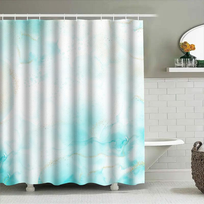 Modern Geometric Shower Curtain With Gold Squares Design Waterproof Fabric Bathroom Decor For Home Use In Multiple Sizes Customi