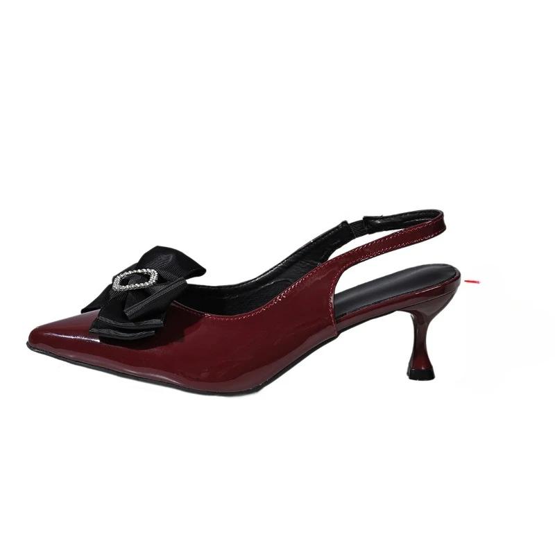 Fashion 2025 Hot Sale Ladies Shoes Slip-on Women's High Heels Fashion Butterfly-knot Office and Career New Plus Size Closed Toe Sandals