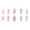 Blush Almond False Nails with Flower Decor Natural Unbreakable Nail Simple Wear for Shopping Traveling Dating