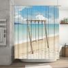 Summer Beach Swing Shower Curtain Waterproof Bath Decorations Wooden Sea Blue Sky Print 3D Customizable Shrink Film Curtains for