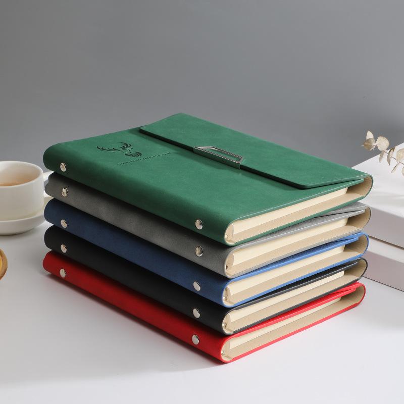 Tri-fold Loose-leaf Book A5 Business Notebook Imitation Leather PU Meeting Minutes Notepad