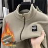Men's 700g Double-Sided Sherpa Fleece Hoodie Jacket - Thickened Winter Warmth with Stand Collar & Zipper