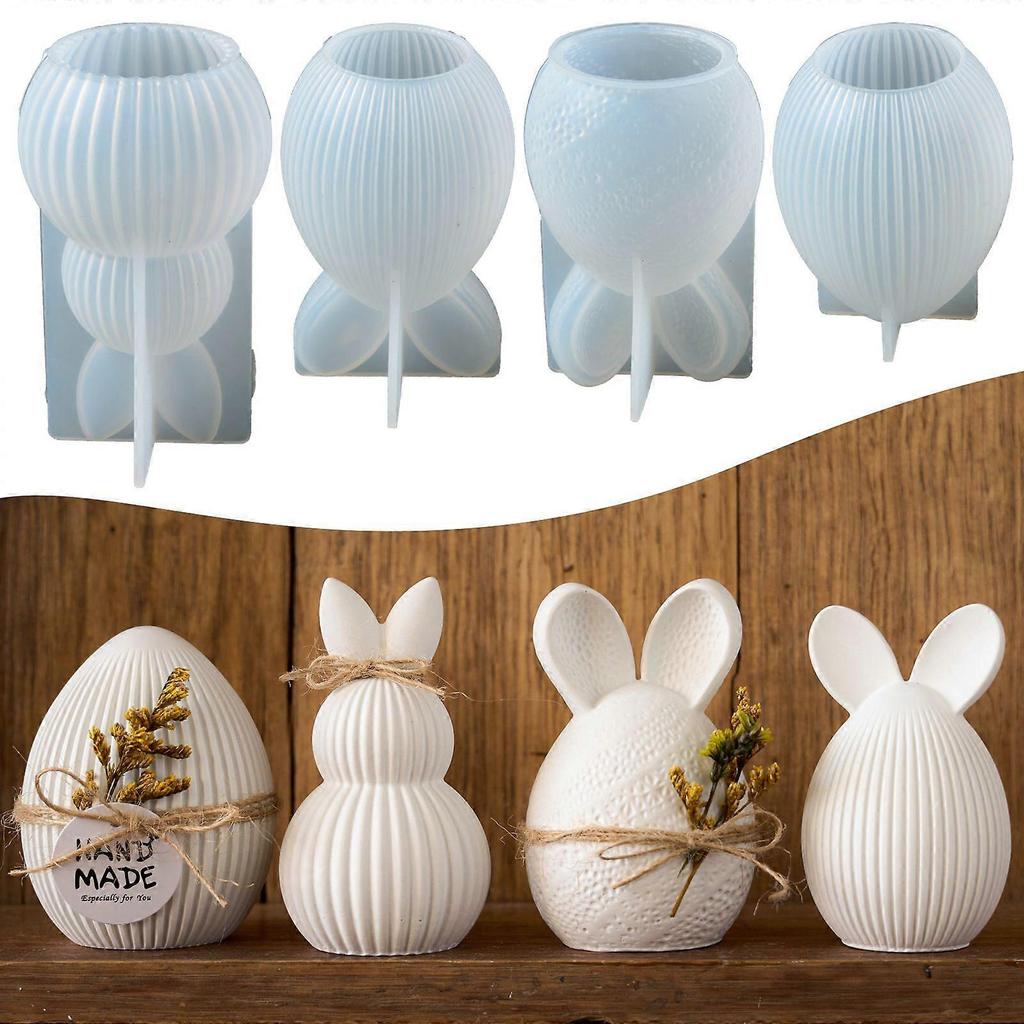 Silicone Moulds Casting Moulds Easter, Pack of 4 Silicone Mould Easter Bunny Candles Moulds Silicone Rabbit Easter Egg Casting Moulds Silicone Easter