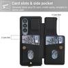 For Samsung Galaxy Z Fold4 5G Case Card Slots Leather Coated TPU Flower Phone Cover with 2 Straps