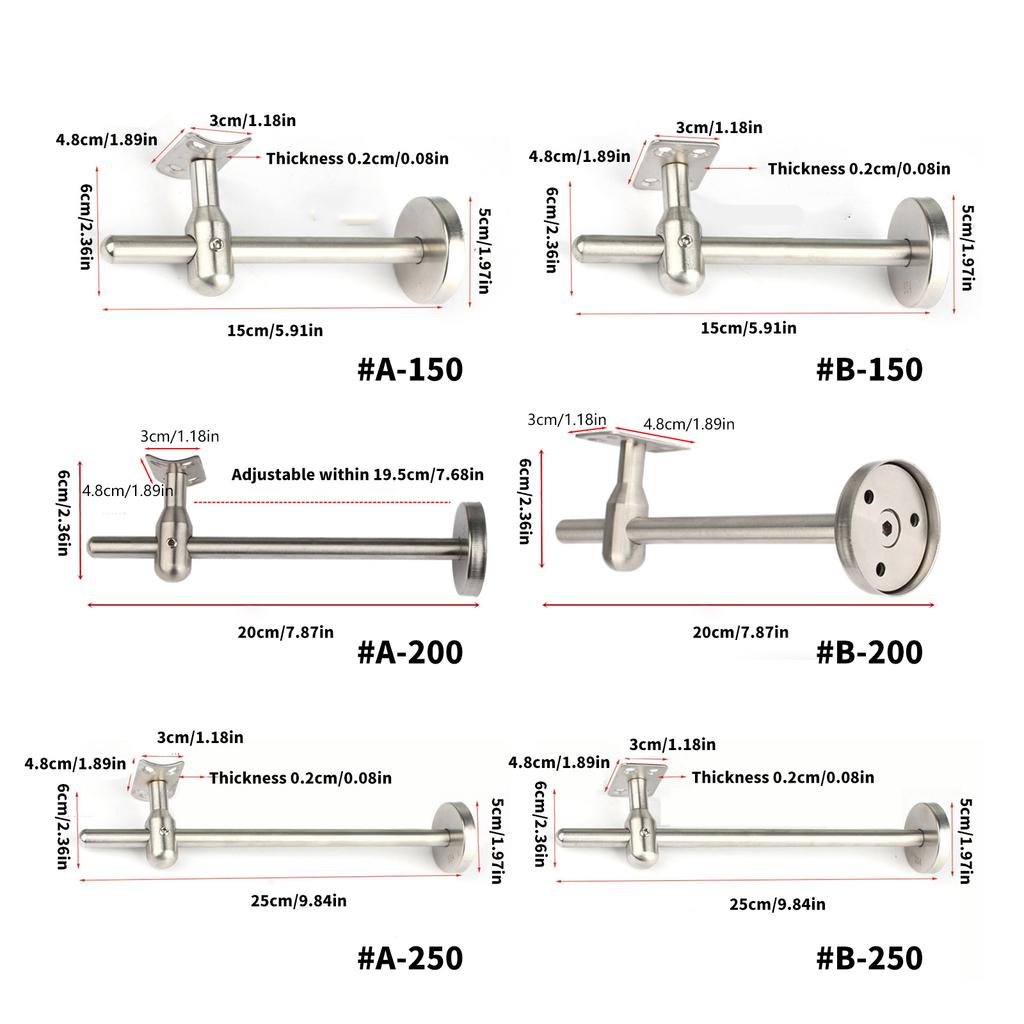 Stainless Steel Stair Railing Bracket Wall Handrail Stair Support Frame Adjustable Staircase Handrail Bracket Enduring