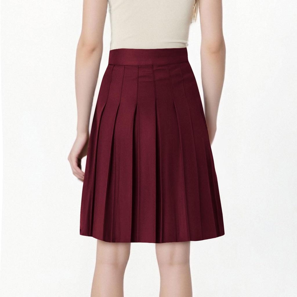Women's Fashion Solid Color High Waist Folded A-line Long Skirt Half Body Skirt