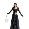 Elegant Butterfly Print Ruffle Dress for Spring and Autumn