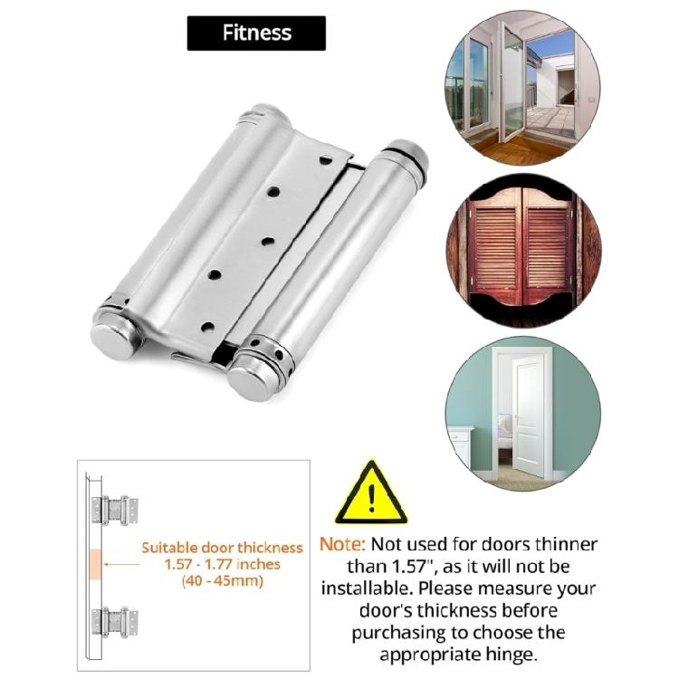 Double Motion Spring Hinges Heavy Type Stainless Steel Rusts Resistant for Kitchen Bar Swing Door