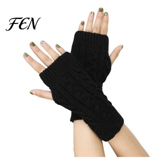 Flexible Winter Hand Warmers Women Ribbed Wrist Arm Warmers, Stretchy Cable Knitted Fingerless Gloves, Gloves Soft Warm Mitten, Half Finger