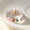 Ventfille Rings For Women Simple Geometric Handmade Irregular Retro Colorful Zircon Ring Allergy For Birthday Gift