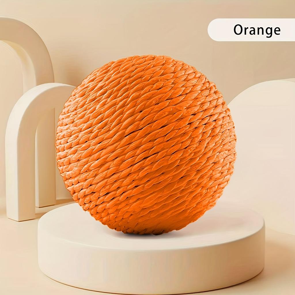 Interactive Sisal Cat Scratching Ball - 10.16cm Durable, Sound-Making Toy for Endless Fun & Exercise, Ideal for Large Breeds