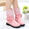 Autumn Winter New Black Kids Boots Girls Boots Children High Bow Tie Shoes Girls Princess Boots Big Kids Shoes