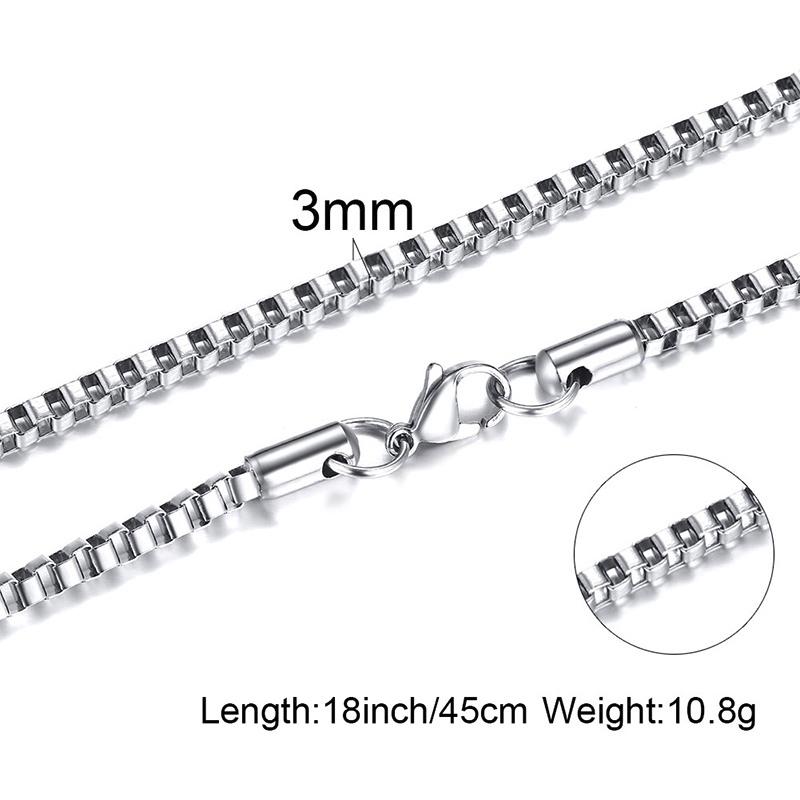 1/2/3mm Box Chain Necklaces for Men Women,Delicate Square Stainless Steel Chains Links Collars,Jewelry Gift 18To24 Inch