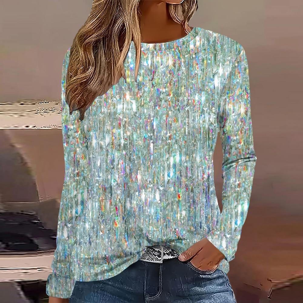 Summer Fashion Women's Casual Long-sleeved Printed T-shirt Top