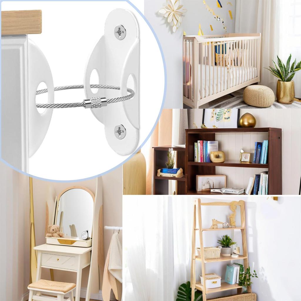 Acidea Furniture Fixing Earthquake Prevention Tool Easy Secures and Fall Child Safety Furniture Anchors 10-Piece Anti-Tip Kit, Earthquake-Resistant