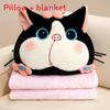 Cartoon Cat Pig Plush Pillow Blanket With Embroidered Animal Pattern For Office Nap And Travel Comfort