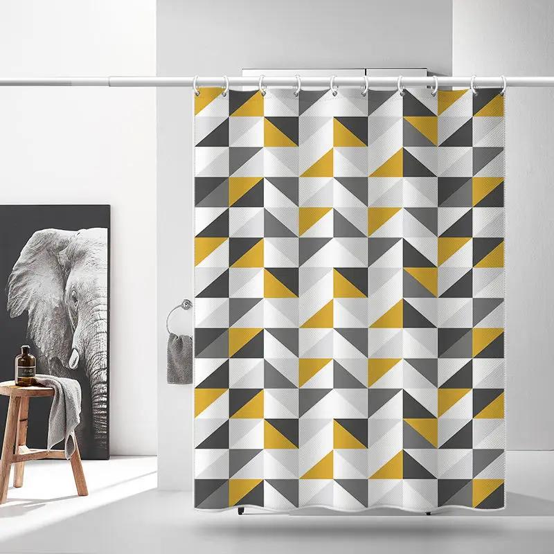 Shower Curtains 180Cm Geometric Simple Bathroom Curtain Modern Style Polyester Fabric With Hooks Bath Decor 71 Inches Waterproof