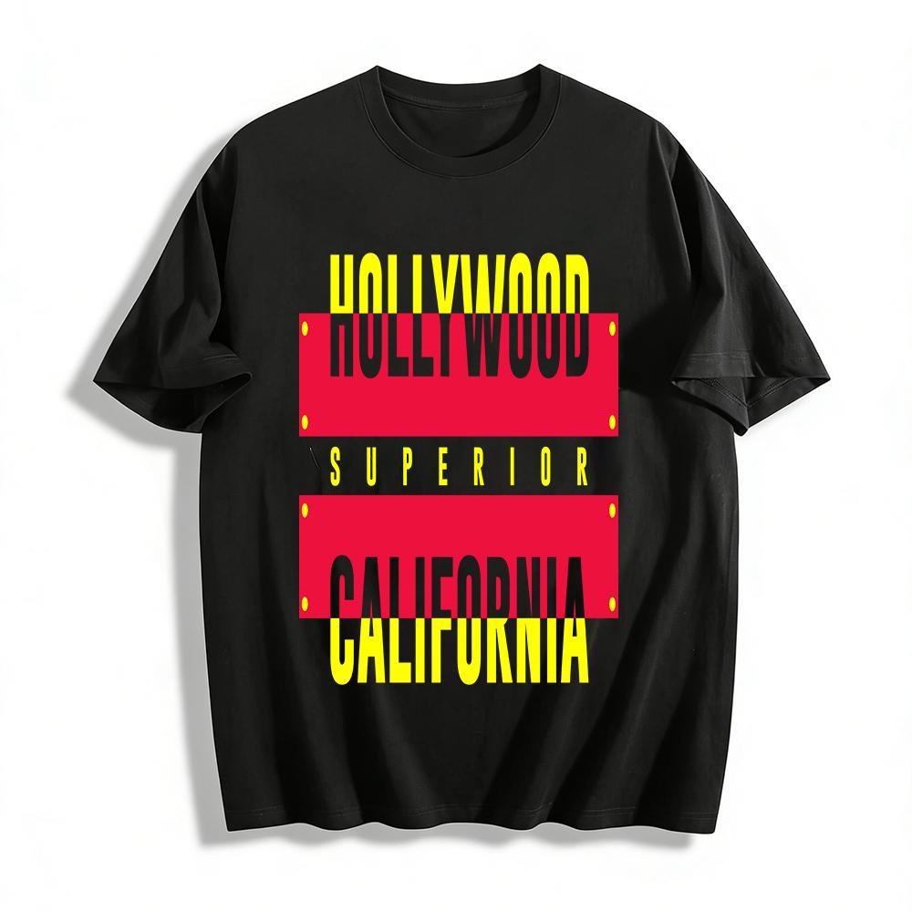 California Hollywood Graphic Print Casual Tee Pure cotton T-shirt XXS