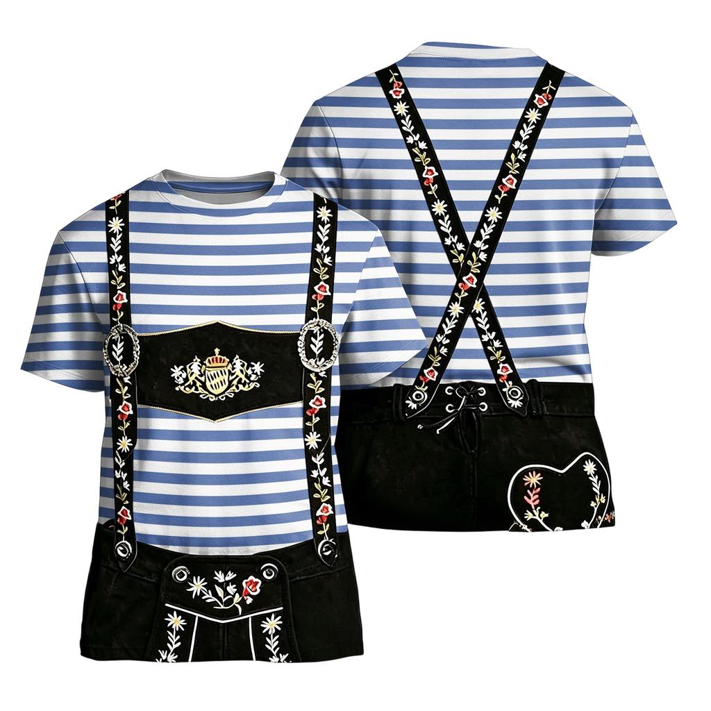 Herren Oktoberfest Vintage Print Kurzarm T-Shirt Lockere Passform Sommer