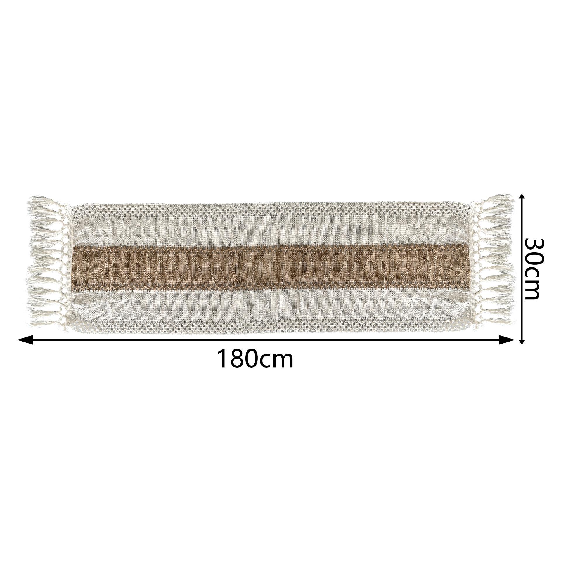 

Cotton Linen Table Runner With Tassels Bohemian Farmhouse Style Table Runner For Kitchen Dining Living Room And Outdoor Use коричневый
