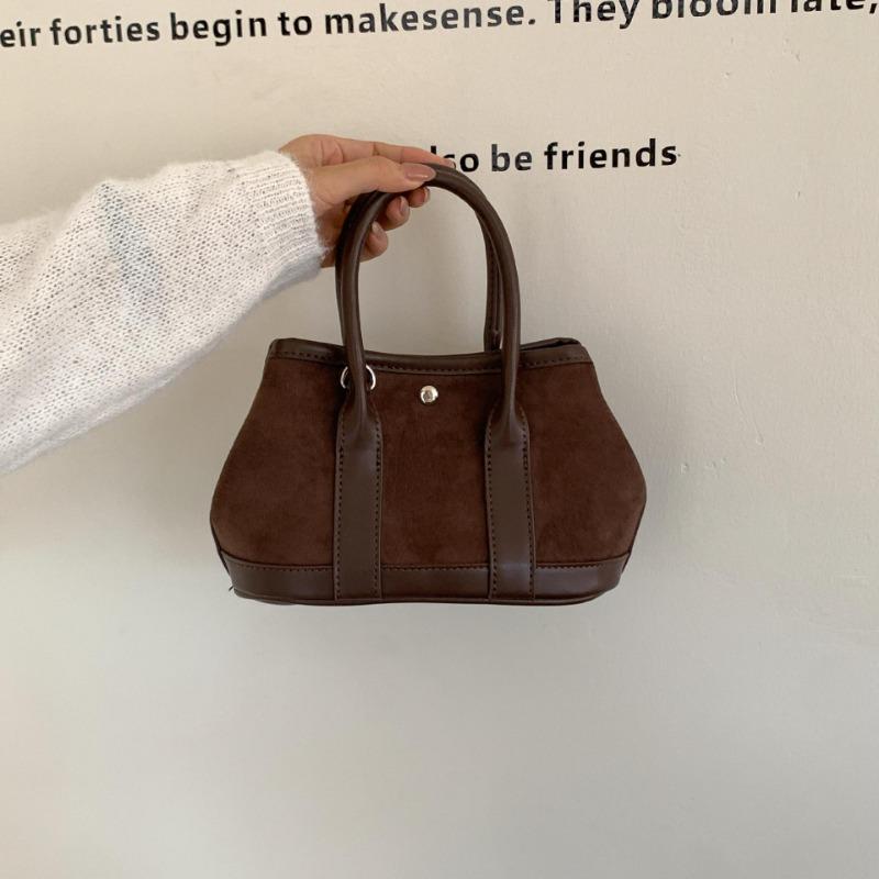 Suede hand carry garden bag retro shoulder messenger bag autumn and winter new portable small tote bag