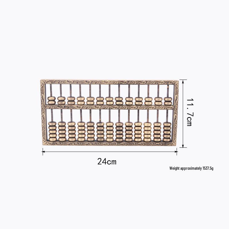13-Digit Brass & Walnut Ruyi Abacus: Copper & Wood Wealth-Attracting Ornament Gift Box Set