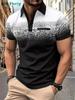 Men's Short Sleeve Polo Shirt with Geometric Pattern, Casual Daily Wear