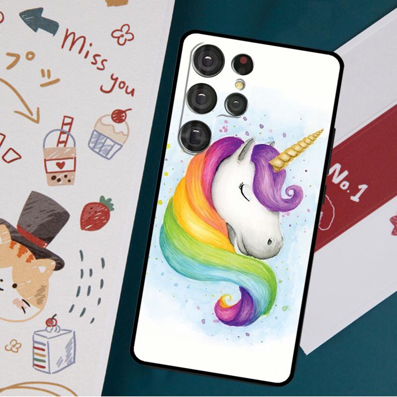 

Чехол с изображением мультяшного радужного единорога для Samsung Galaxy S23 S21 S22 Ultra Plus S20 FE Note 20 Note 10 S8 S9 S10 Plus Galaxy S22