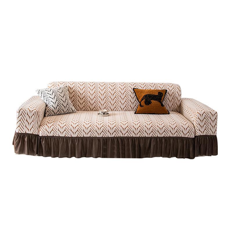 The New Skirted Jacquard Velvet Sofa Cover Exudes A High End Feel and Is Suitable for All Four Seasons. It Is An All in One Anti Cat Scratch Package