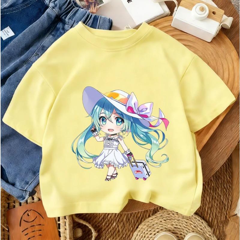 Hatsune Miku Fashion Trend Cartoon Street Style Top Summer Casual Children's T-Shirt