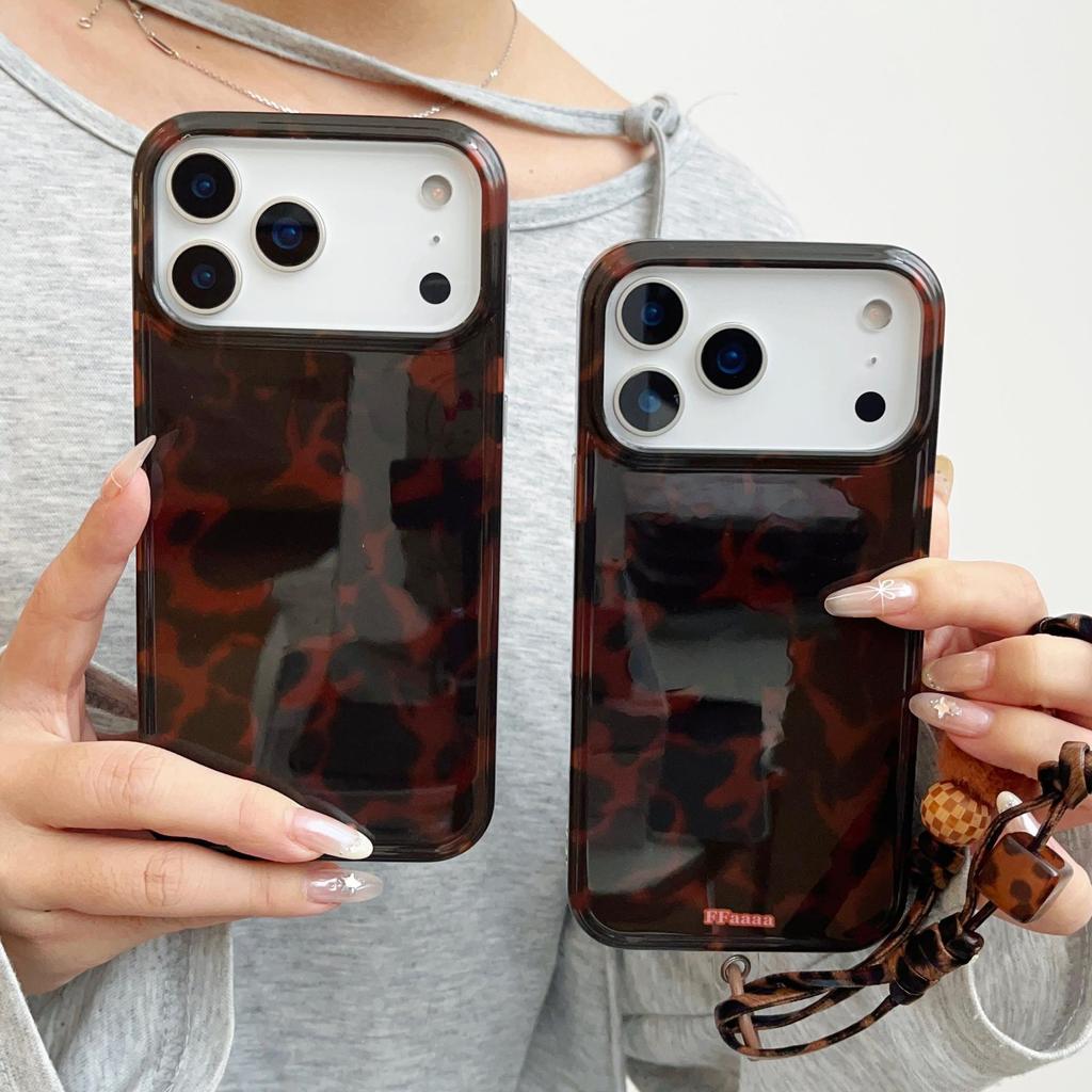 Retro Amber Leopard Print Case for iPhone 17 Pro Max, 16, 15, 14