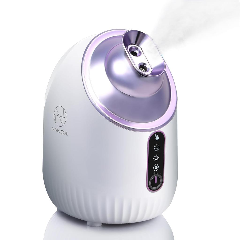NANOA Face Steamer Dermatologist Attention Dense Nano Mist Warm Cool Beauty Moisturizing Tap Water OK Generous Tank Pore Care Device Purple
